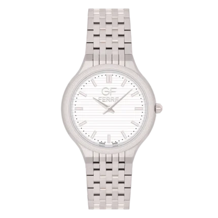 GF Ferre- Gents- SS Case- White Dial- SS Band