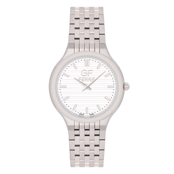 GFSS170087G.webp GF Ferre- Gents- SS Case- White Dial- SS Band - Image 1