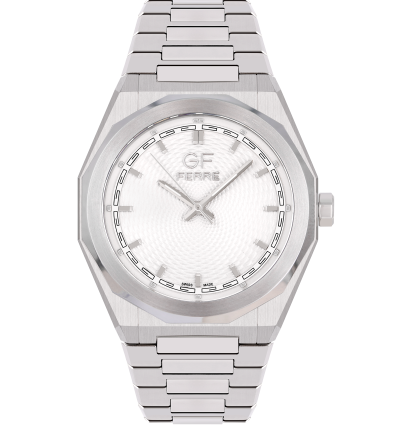 GF Ferre- Gents- SS Case- White Dial- SS Band