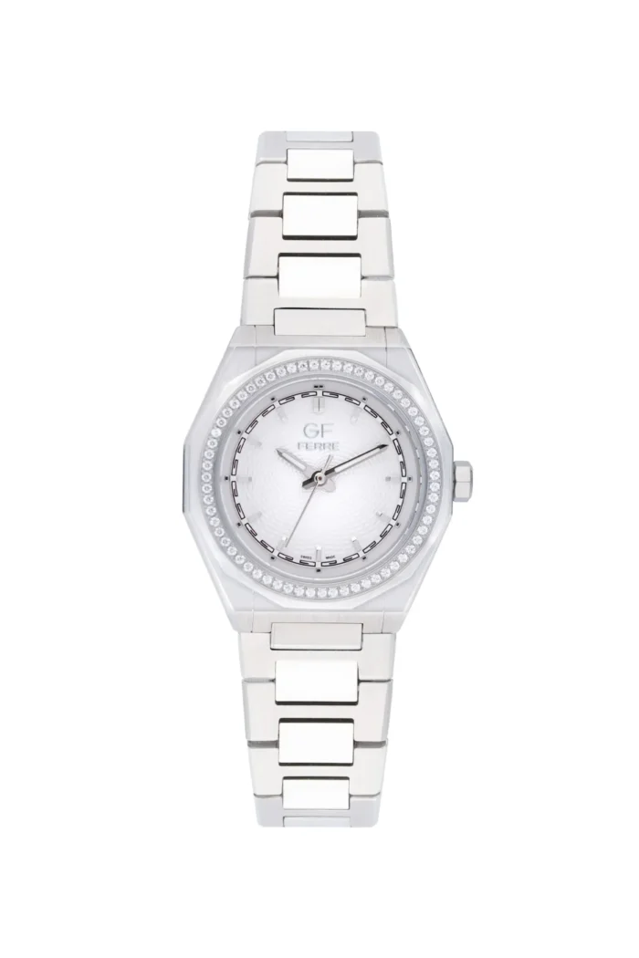 GF Ferre- Ladies- SS Case- White Dial- SS Band- CZ - Image 1