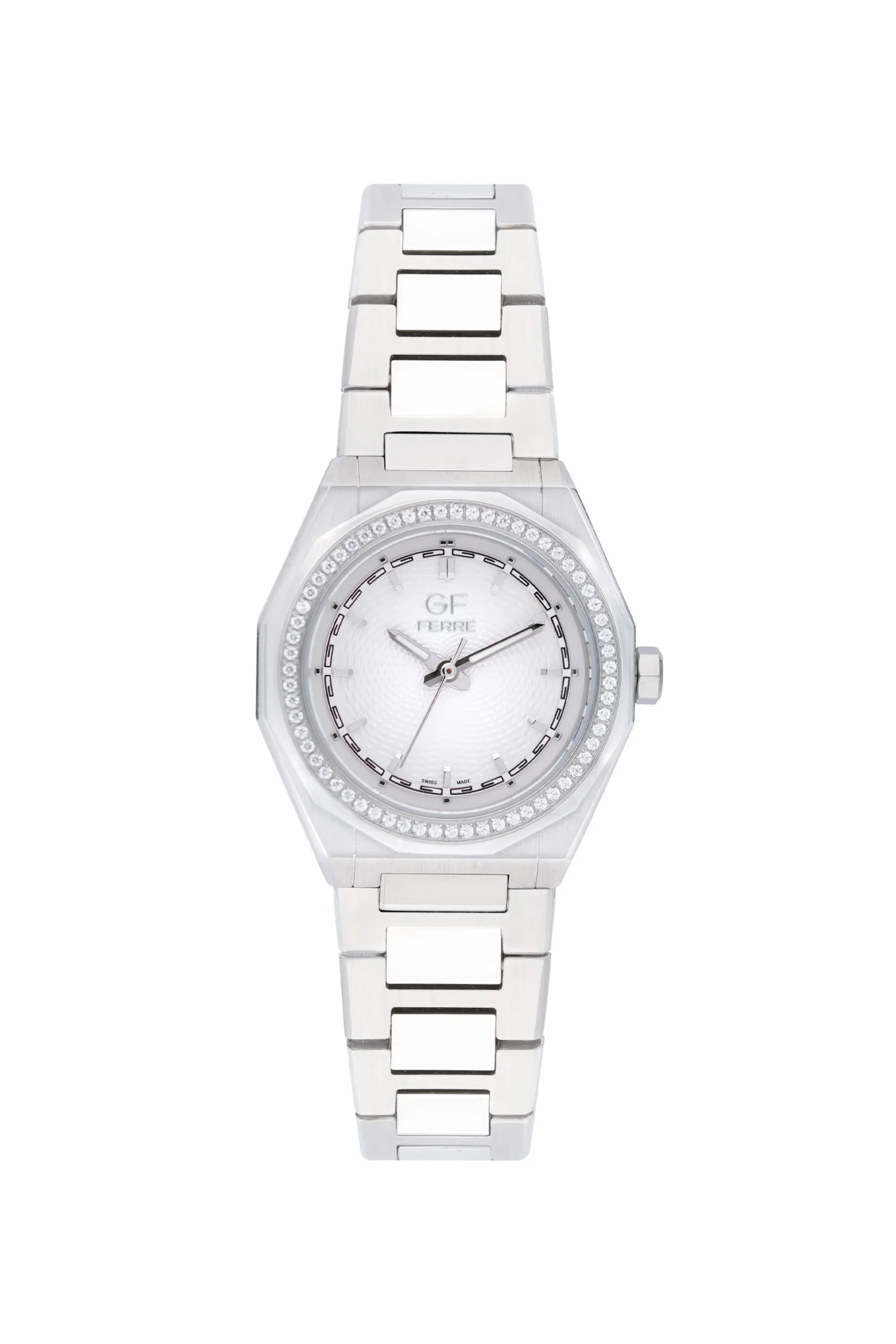 GFSS170170LZ.webp GF Ferre- Ladies- SS Case- White Dial- SS Band- CZ - Image 1