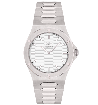 GF Ferre- Gents- SS Case- White Dial- SS Band