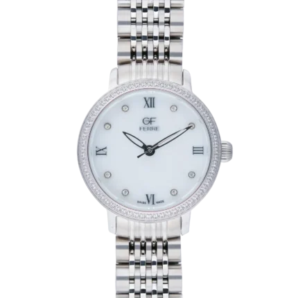 GF Ferre- Ladies- SS Case- White Dial- SS Band- CZ