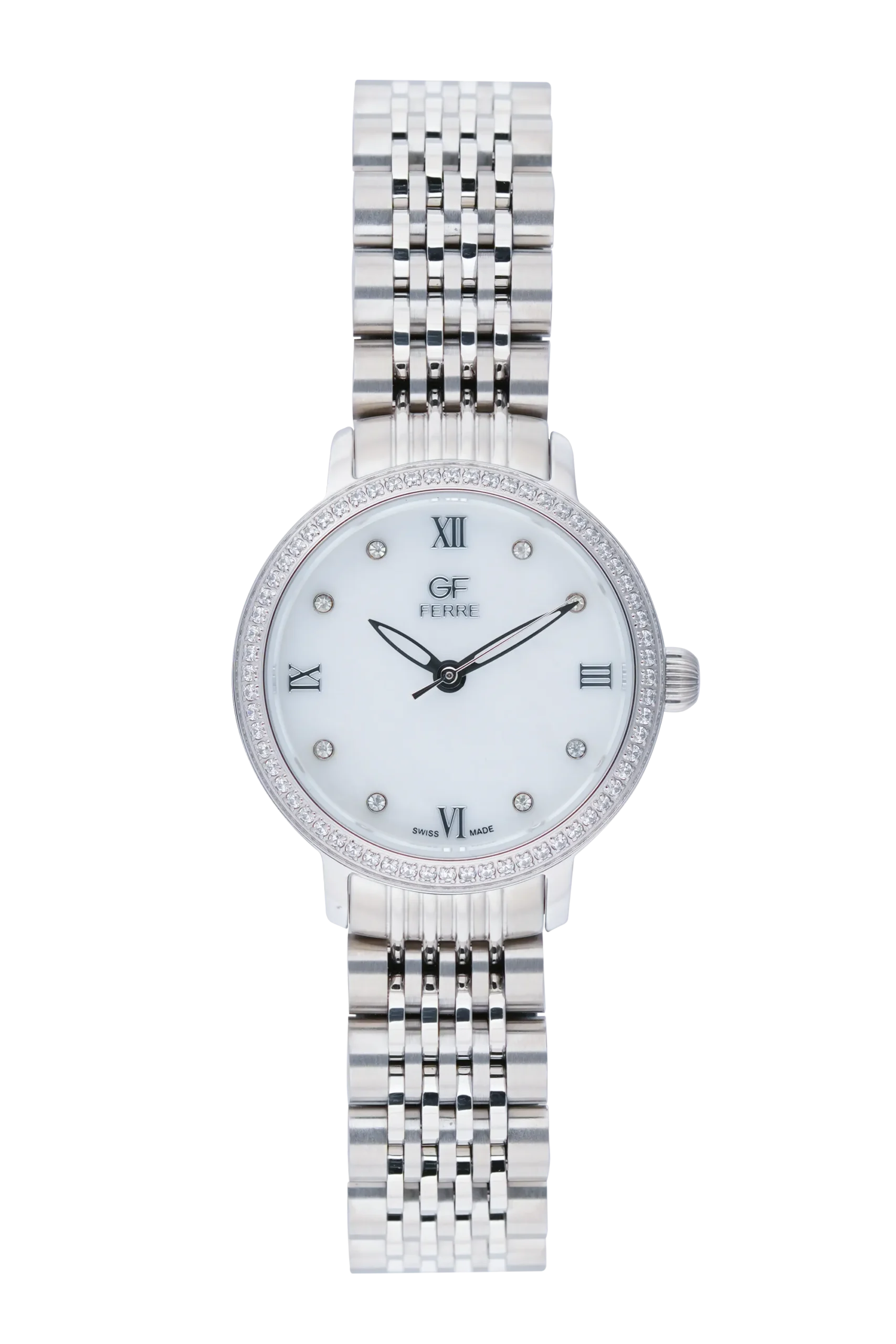 GFSS2177LZ.webp GF Ferre- Ladies- SS Case- White Dial- SS Band- CZ - Image 1