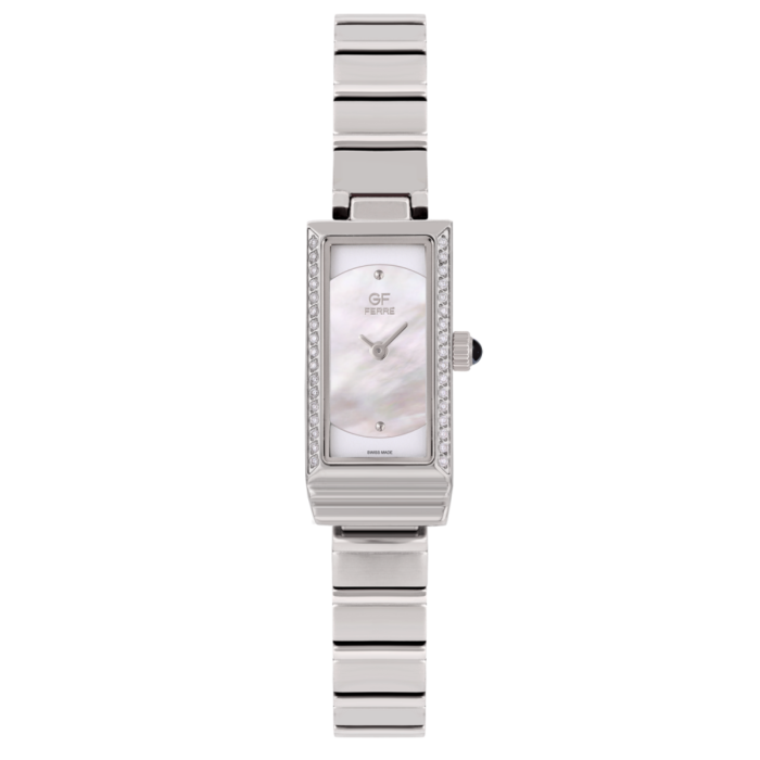 GF Ferre- Ladies-SS Case- Mop Dial- SS Band- CZ - Image 1