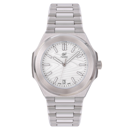 GFSS2388G.webp GF Ferre- Gents- SS Case- White Dial- SS Band - Image 1