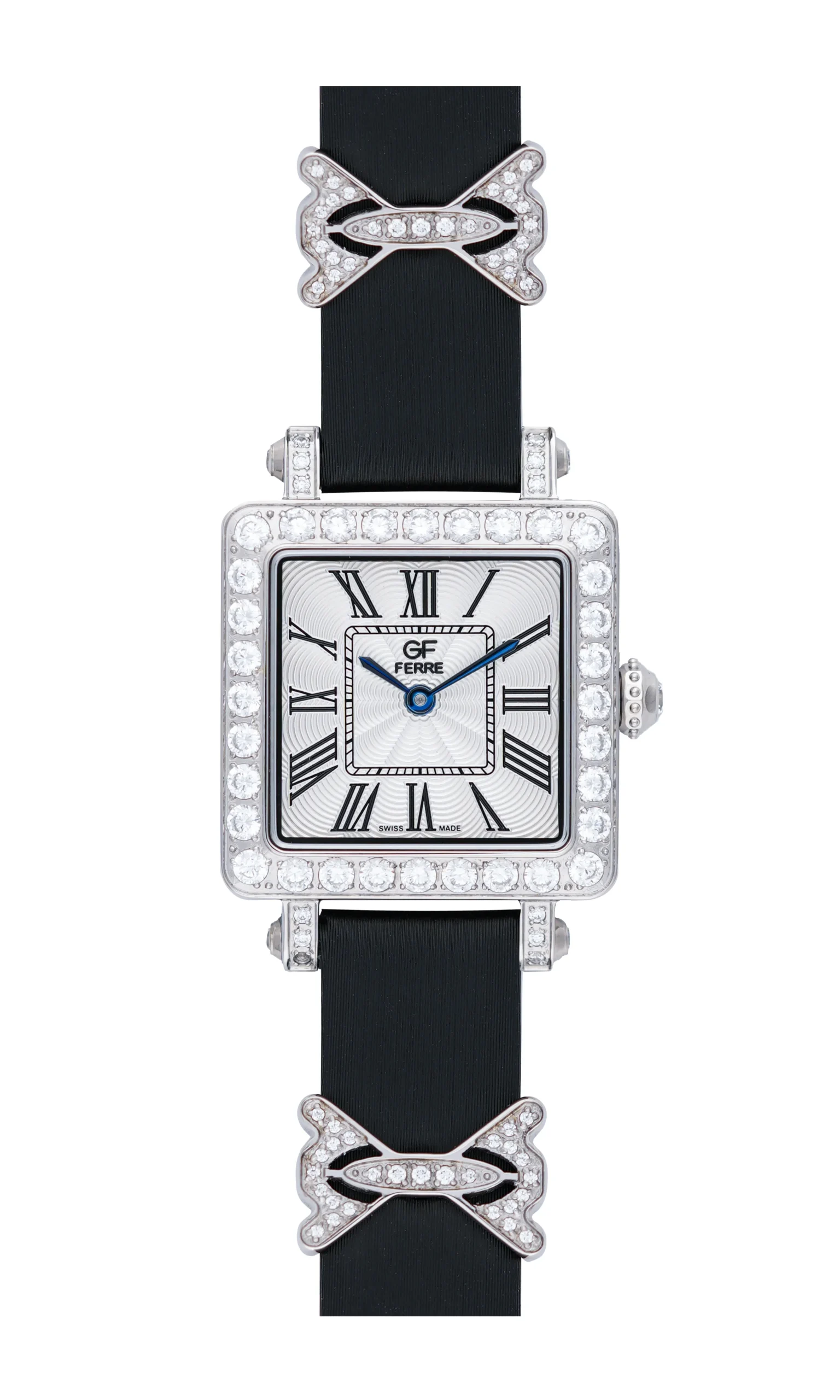 GFSS3056L-BK.webp GF Ferre- Ladies- SS Case- White Dial- Black Leather Strap- CZ - Image 1