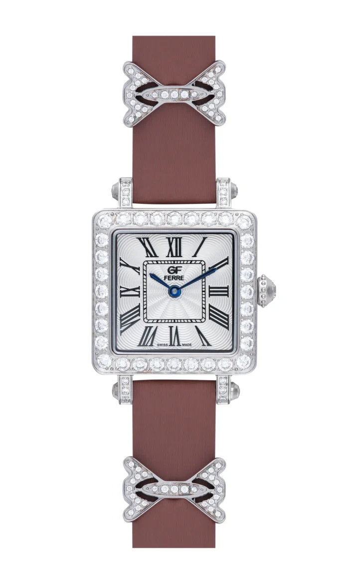 GF Ferre- Ladies- SS Case- White Dial- Grey Leather Strap- CZ - Image 1