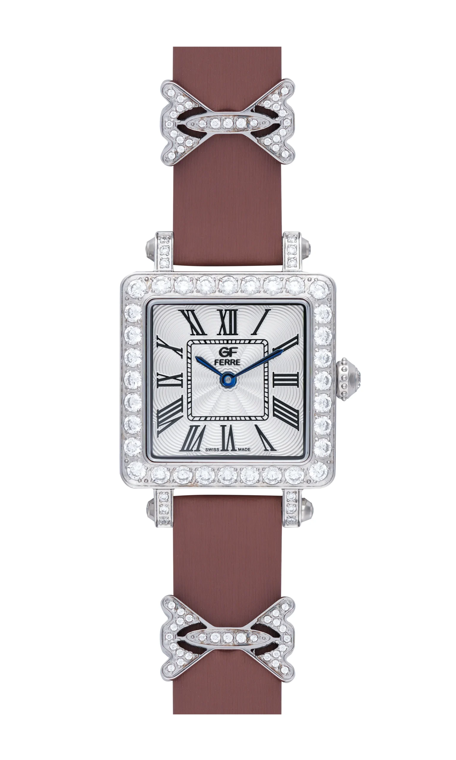GFSS3056L-GY.webp GF Ferre- Ladies- SS Case- White Dial- Grey Leather Strap- CZ - Image 1