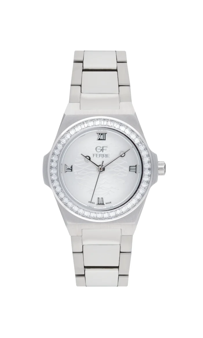 GF Ferre- Ladies- SS Case- White Dial- SS Band- CZ - Image 1
