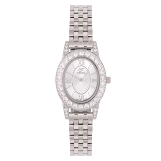 GF Ferre- Ladies- SS Case- White Dial- SS Band- CZ