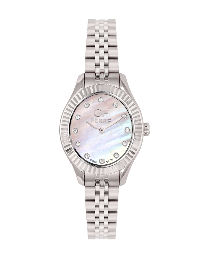 GFSS8063LZ.webp GF Ferre- Ladies- SS Case- MOP Dial- SS Band- CZ 76 - Image 1