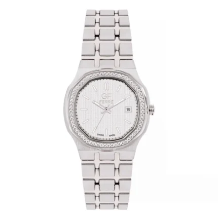 GF Ferre- Ladies- SS Case- White Dial- SS Band- CZ