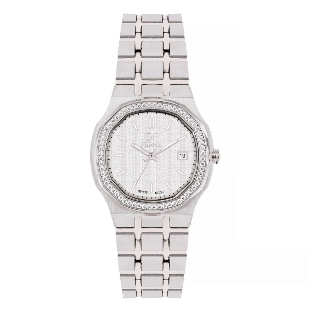 GFSS8067LZ.webp GF Ferre- Ladies- SS Case- White Dial- SS Band- CZ - Image 1