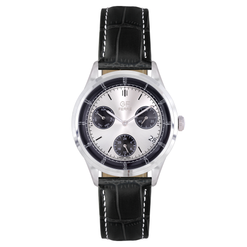 GFSS8155G.webp GF Ferre- Gents- SS Case- Silver Dial- Black Strap - Image 1