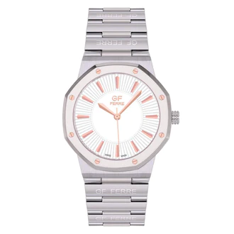 GF Ferre- Gents- SS Case- White Dial- SS Band