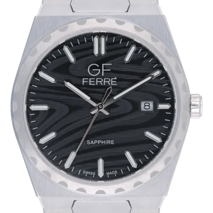 GF Ferre- Gents- SS Case- Black Dial- SS Band