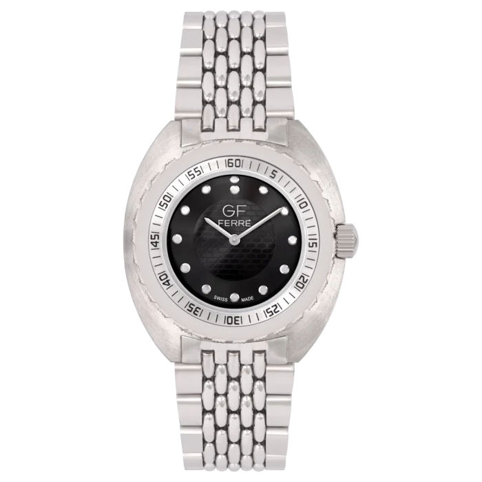 GF Ferre- Gents- SS Case- Black Dial- SS Band - Image 1
