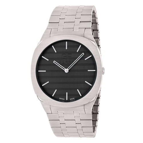 GFSSBK170086G.webp GF FERRE- Gents- SS Case- Black Dial- SS Band - Image 1
