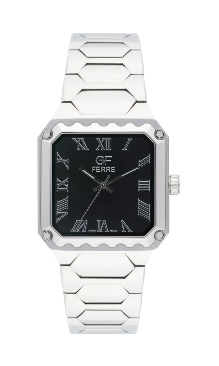 GF Ferre- Gents- SS Case- Black Dial- SS Band - Image 1