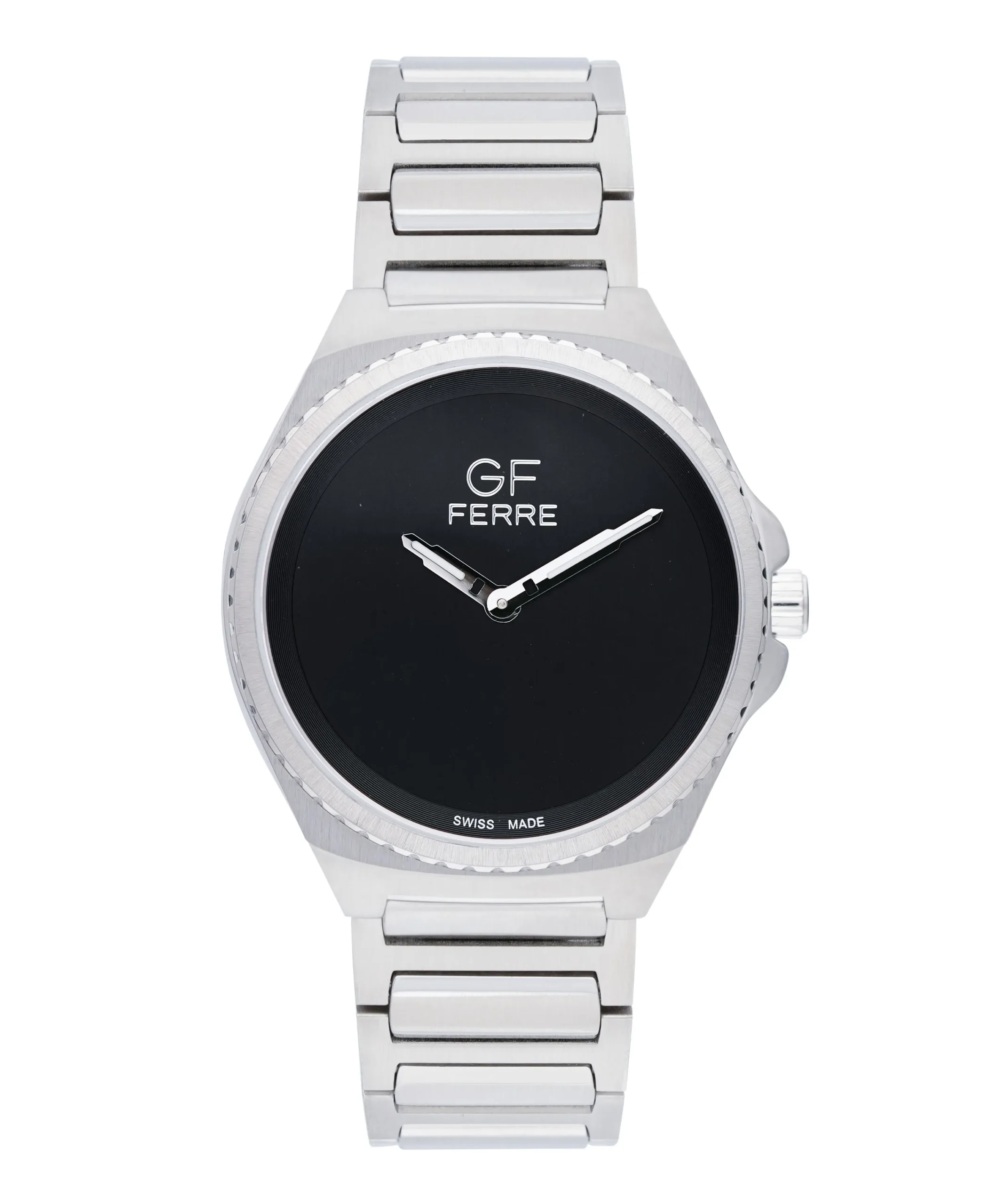 GF Ferre- Gents- SS Case- Black Dial- SS Band