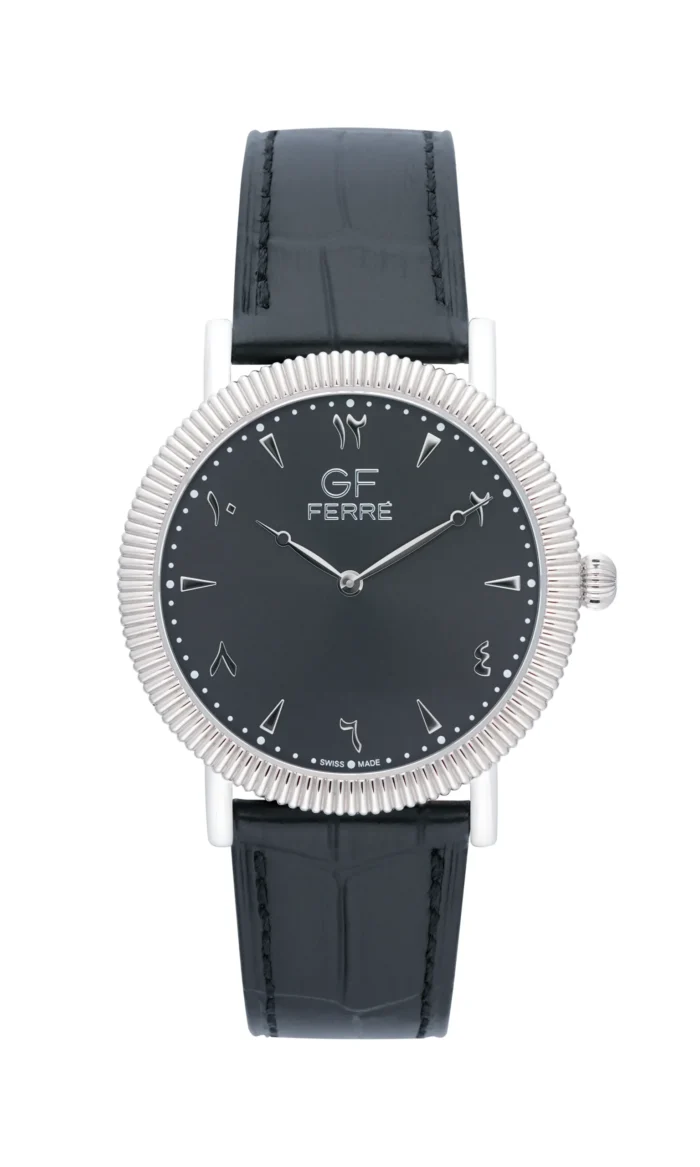 GF Ferre- Unisex- SS Case- Black Dial- Black Leather - Image 1