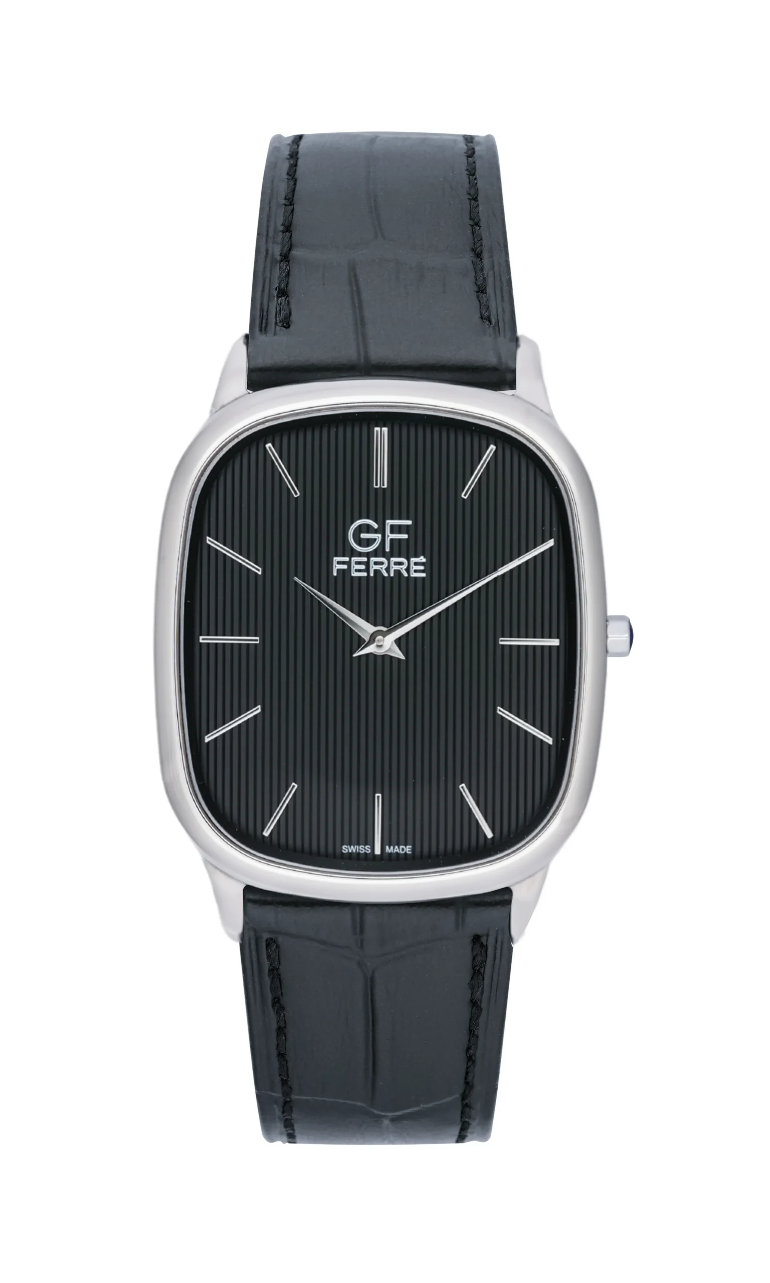 GFSSBK29617M.webp GF Ferre- Unisex- SS Case- Black Dial- Black Leather - Image 1