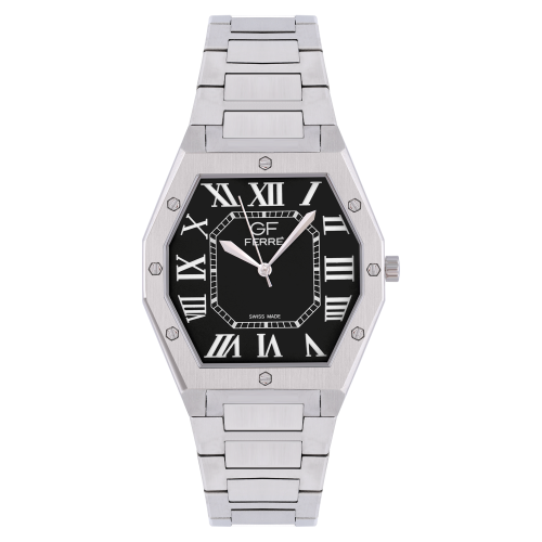 GFSSBK3410G.webp GF Ferre- Gents- SS Case- Black Dial- SS Band - Image 1