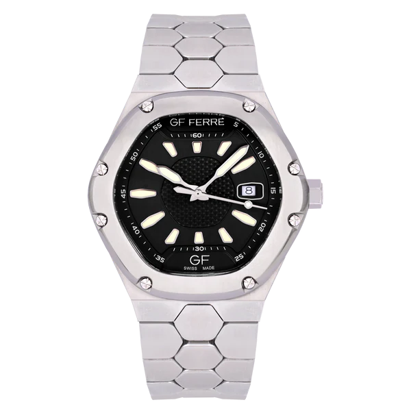 GFSSBK8088G.webp GF Ferre- Gents- SS Case- Black Dial- SS Band - Image 1
