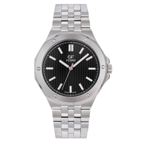 GFSSBK8112G.webp GF Ferre- Gents- SS Case- Black Dial- SS Band - Image 1