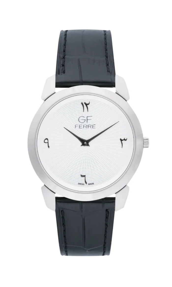 GF Ferre- Unisex- SS Case- White Dial- Black Leather - Image 1