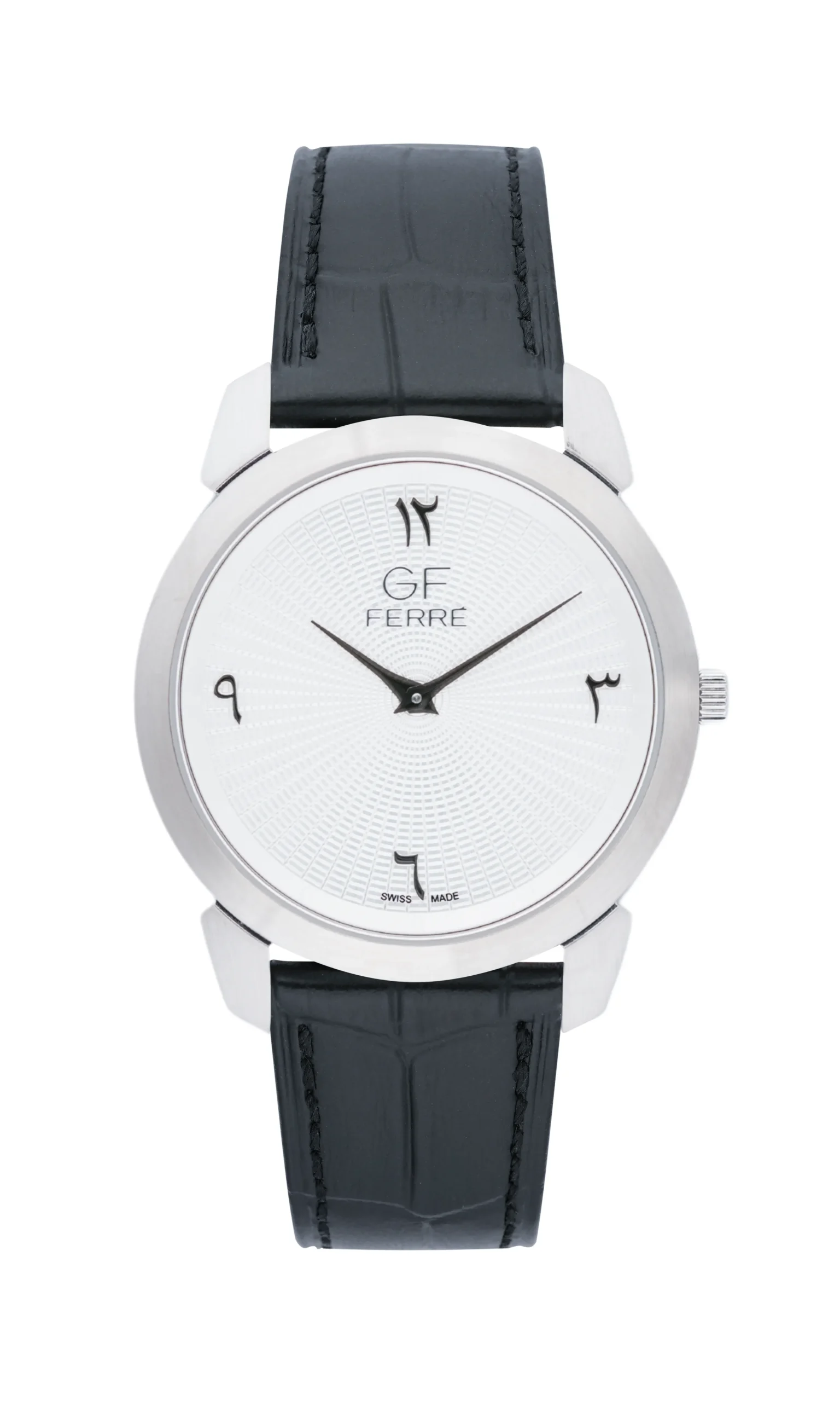GFSSBKW29612M.webp GF Ferre- Unisex- SS Case- White Dial- Black Leather - Image 1