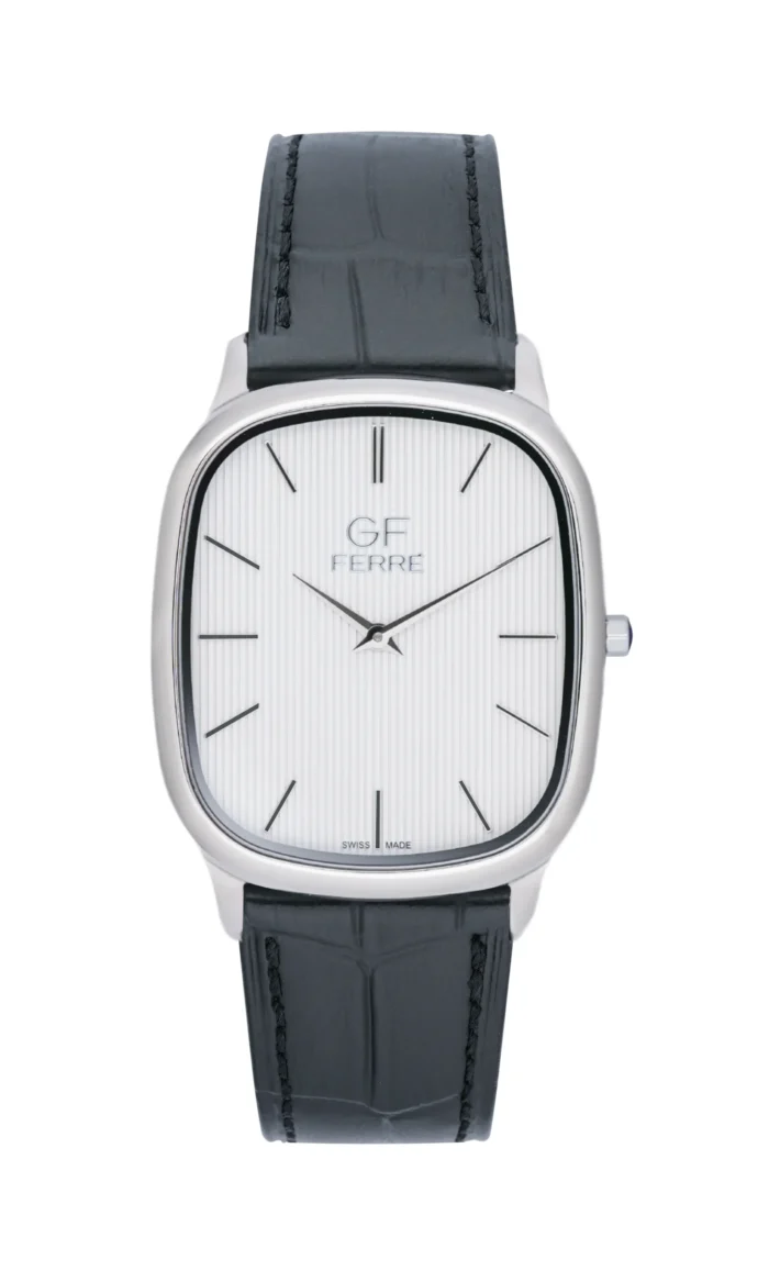 GF Ferre- Unisex- SS Case- White Dial- Black Leather - Image 1