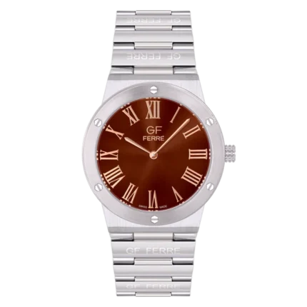 GF Ferre- Gents- SS Case- Brown Dial- SS Band