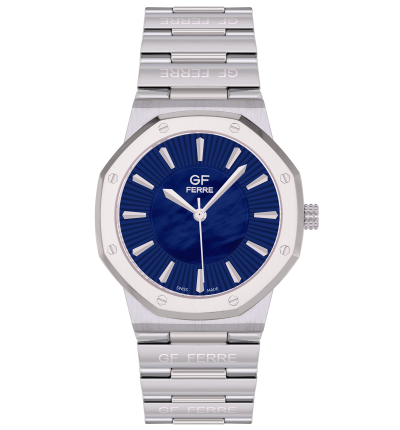 GF Ferre- Gents- SS Case- Blue Dial- SS Band