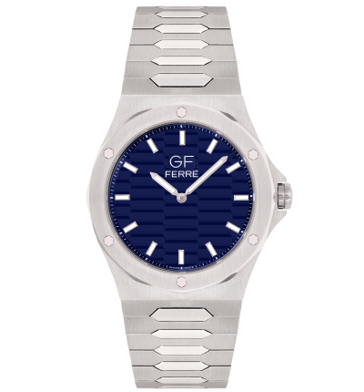 GF Ferre- Gents- SS Case- Blue Dial- SS Band