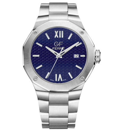 GF Ferre- Gents- SS Case- Blue Dial- SS Band
