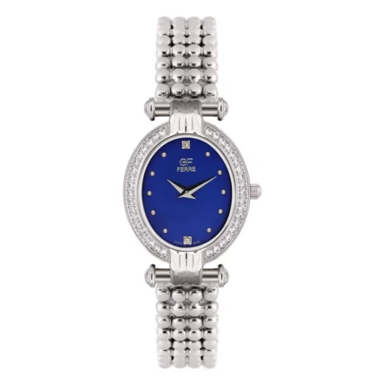 GF Ferre- Ladies- SS Case- Blue Dial- SS Band- CZ