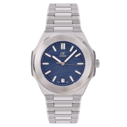 GF Ferre- Gents- SS Case- Blue Dial- SS Band