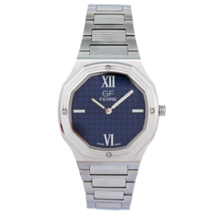 GF Ferre- Gents- SS Case- Blue Dial- SS Band