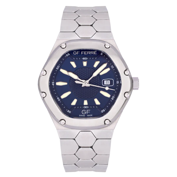 GFSSBU8088G.webp GF Ferre- Gents- SS Case- Blue Dial- SS Band - Image 1