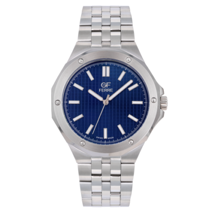 GF Ferre- Gents- SS Case- Blue Dial- SS Band