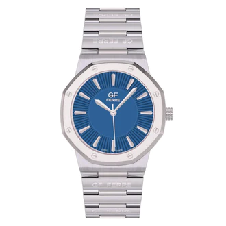 GF Ferre- Gents- SS Case- Blue Dial- SS Band