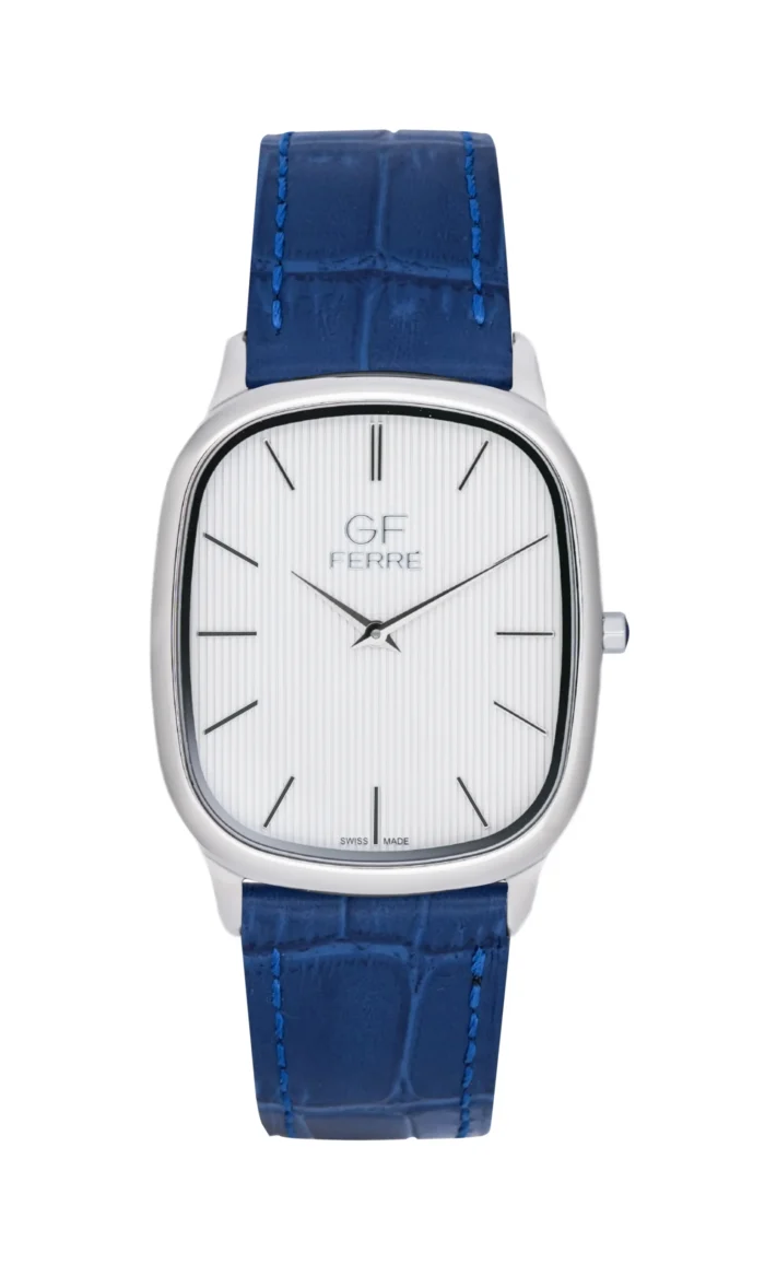 GF Ferre- Unisex- SS Case- White Dial- Blue Leather - Image 1