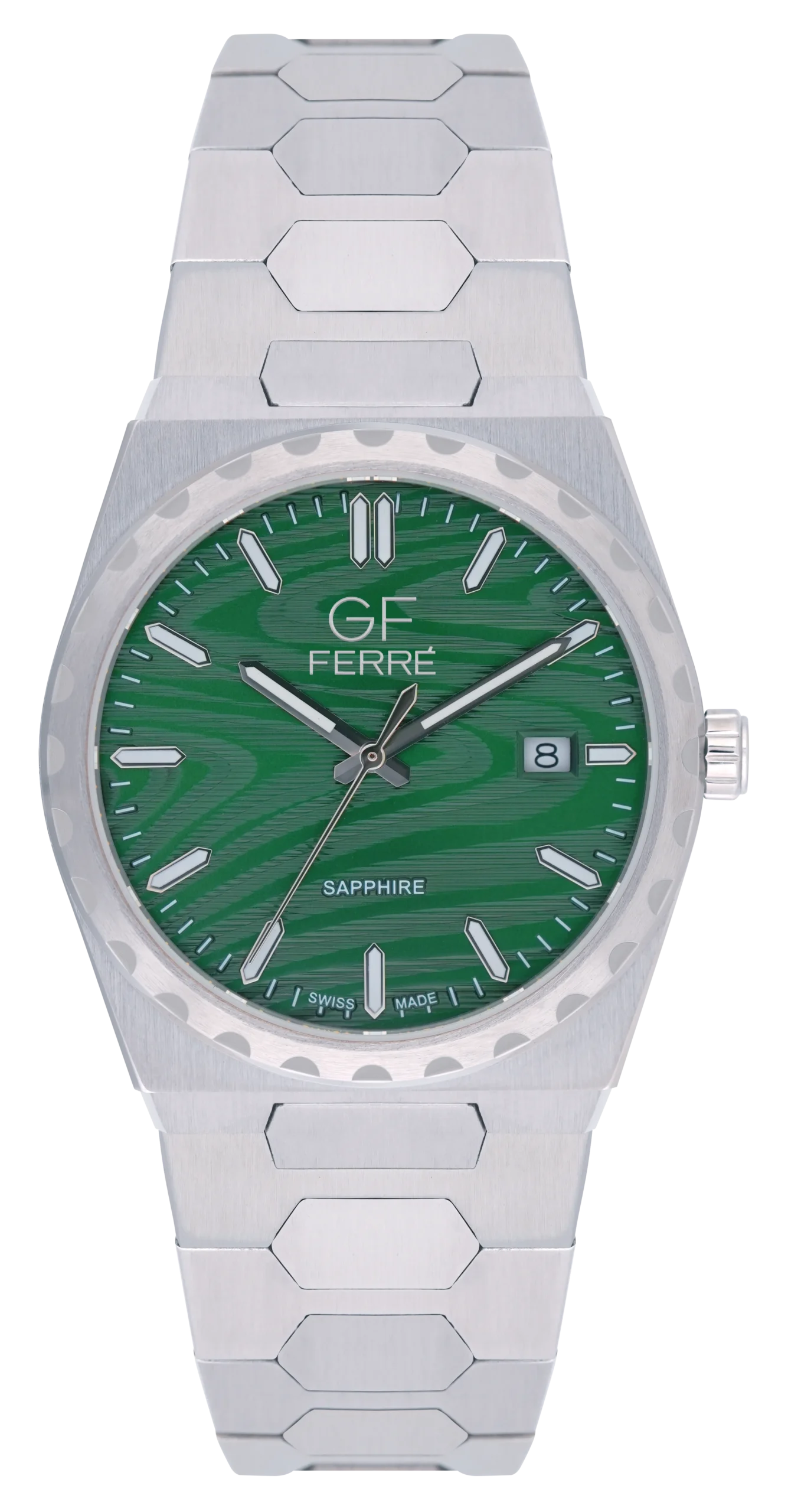 GFSSGN122506G.webp GF Ferre- Gents- SS Case- Green Dial- SS Band - Image 1