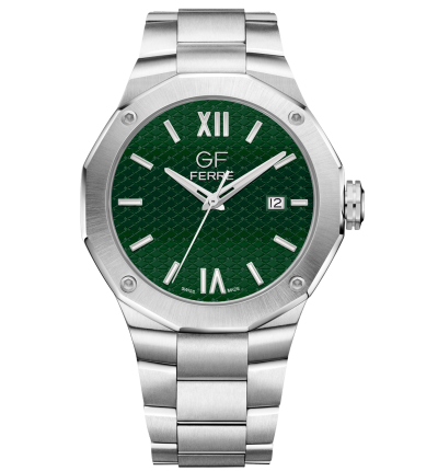 GF Ferre- Gents- SS Case- Green Dial- SS Band