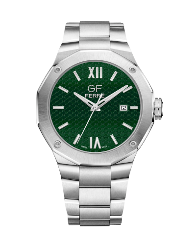 GF Ferre- Gents- SS Case- Green Dial- SS Band