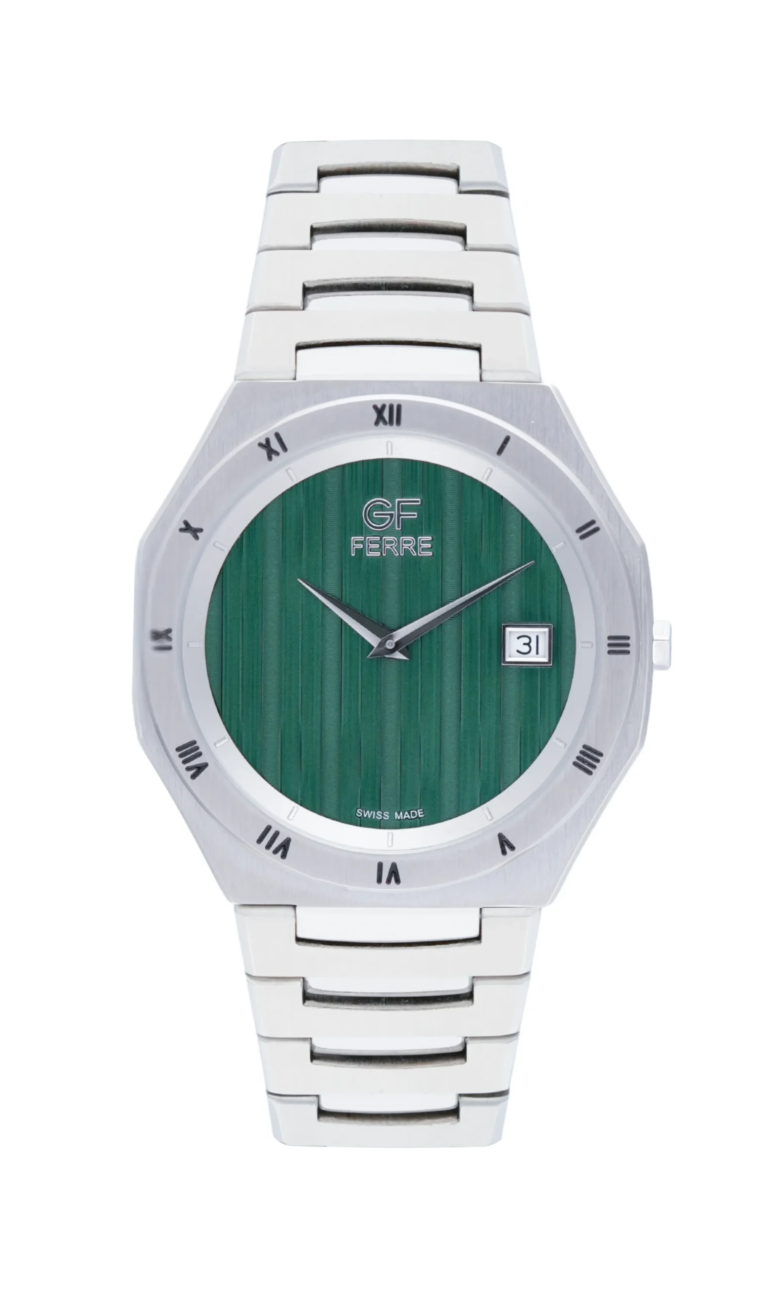 GFSSGN2486G.webp GF Ferre- Gents- SS Case- Green Dial- SS Band - Image 1