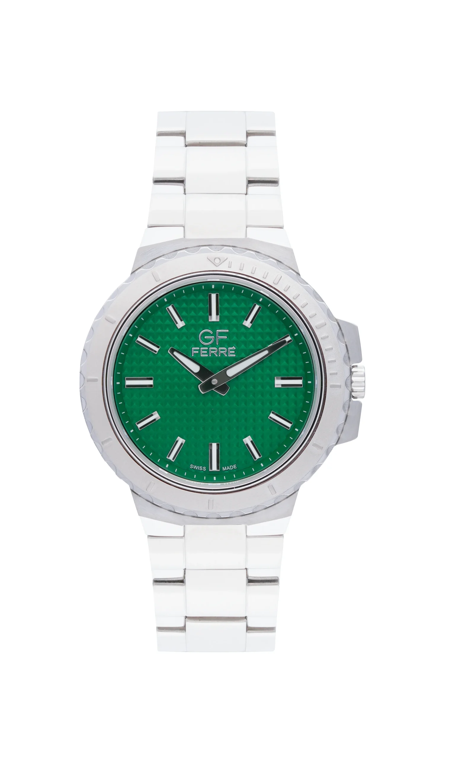 GF Ferre- Unisex- SS Case- Green Dial- SS Band