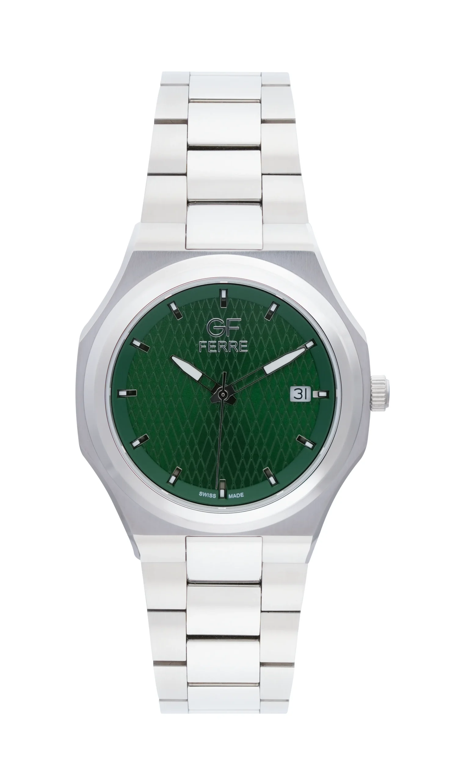 GFSSGN6015G.webp GF Ferre- Gents- SS Case- Green Dial- SS Band - Image 1